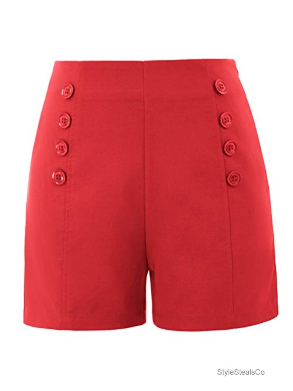 Vintage High Waist Sailor Shorts Button Front Stretch Casual Summer